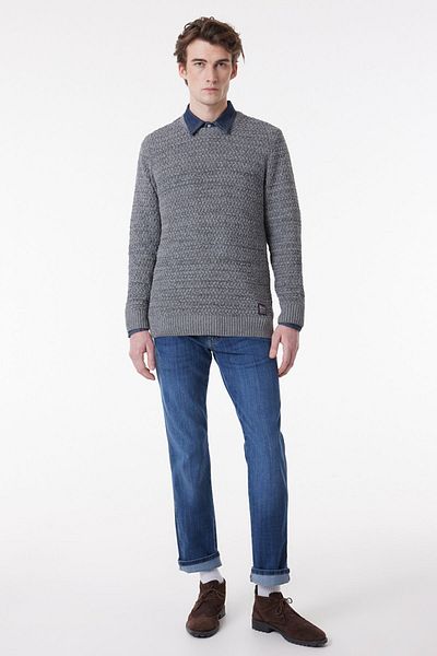 WRANGLER Gray Melange Crew Neck Knitwear Sweater -RegularFit