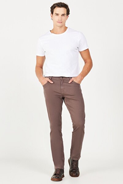 WRANGLER TexasSlimFit - Stretchy BrownNormalWaist Trousers