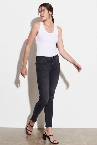 WRANGLER Skinny Fit Slim Fit Skinny Leg Regular Waist Cotton Body Bespoke Women's Anthracite Stretch Jean Jeans