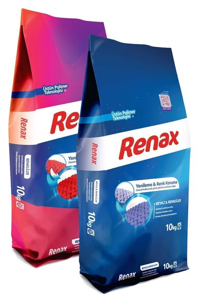 RENAX Toz Çamaşır Deterjanı 10 Kg - 2 Li Paket (Renkliler + Beyazlar)