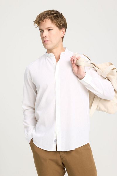 WRANGLER Hakim Collar White Relaxed Fit Shirt