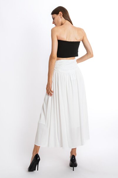 ONE8 Lined Organic Viscose Long Skirt with Deep Slit (DOES NOT SHOW UNDERWEAR)