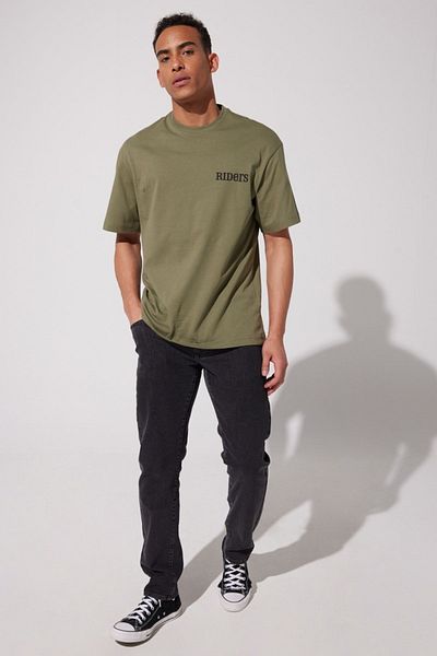 Riders by Lee Grünes, locker sitzendes T-Shirt mit Rundhalsausschnitt aus 100 % Baumwolle