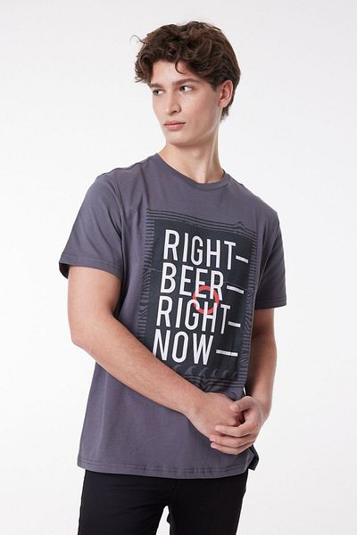 Lee Regular Fit Regular Cut Crew Neck 100% Cotton Anthracite Men's T-shirt