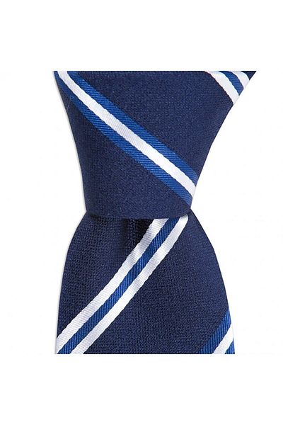 1001 Kravat Navy Blue Striped 7.5 cm Wide Silk Tie