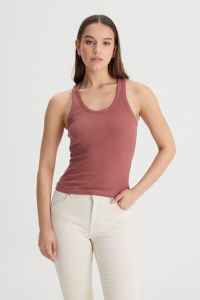 Lee Slim Fit Dar Kesim Kiremit Rengi Tişört