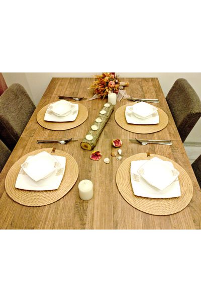 Antioch Art And Design 33 Cm Washable Luxury Presentation Plate - 4 Pieces of American Serving Plate