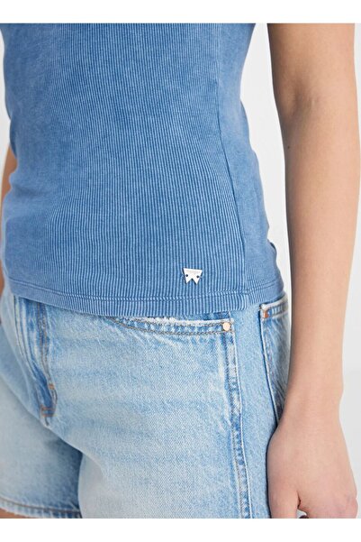 WRANGLER Crew Neck Blue Women's Blouse W 241281 Tf-Sleeveless Blouse