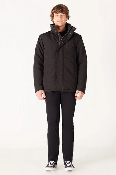 WRANGLER الوقوف الياقة العادية تناسب معطف الرجال الأسود W40bww100