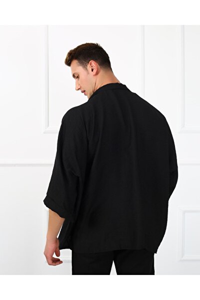 PALMMAMA Men's Black Linen Oversize Kimono