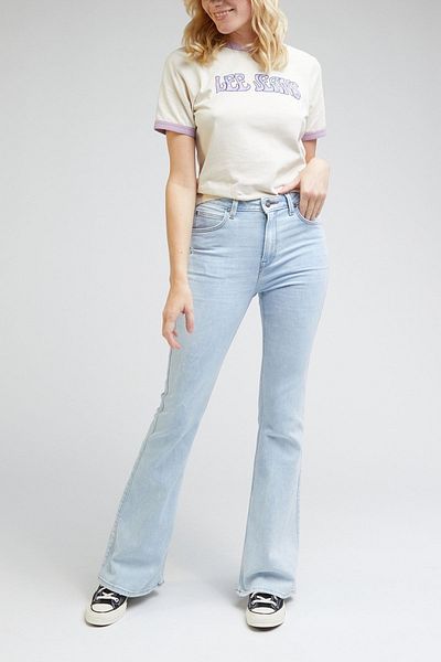 Lee Breese Flare Fit Regular Waist Wide Leg Damen Ice Blue Stretchy Jean Denim Jeans