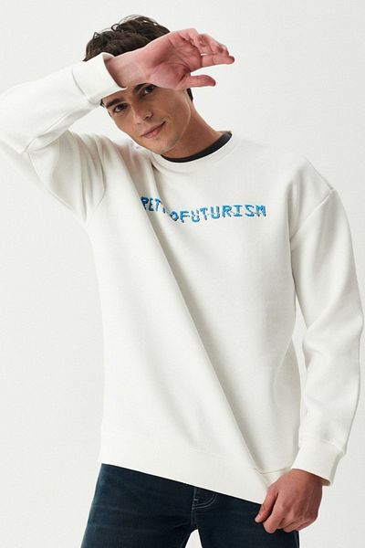 Riders by Lee Ecru - Übergroßes Sweatshirt mit Rundhalsausschnitt und Reliefmuster