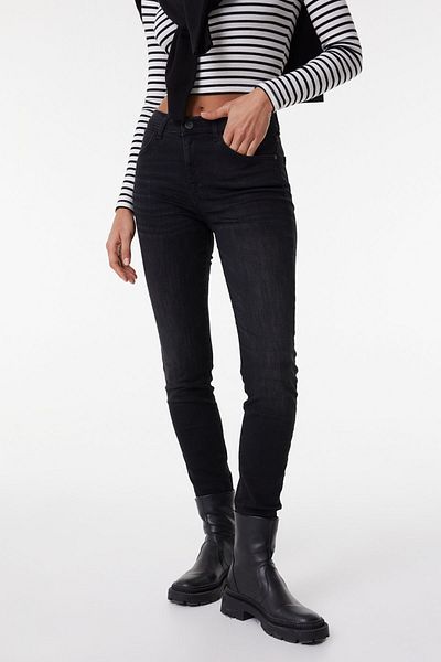 WRANGLER High Waist Stretchy Black Cotton Skinny Fit Jeans - Women's Jeans