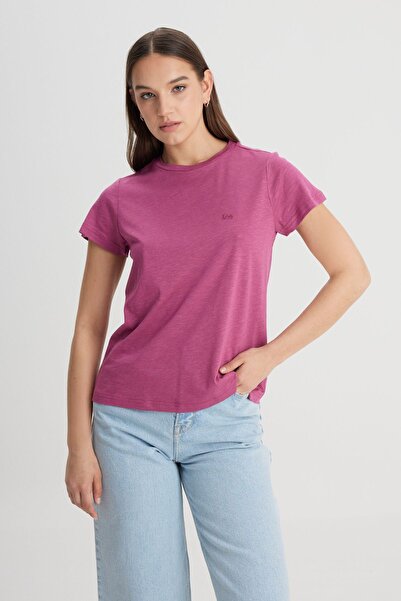 Lee Regular Fit Normal Kesim Bisiklet Yaka Mor Tişört