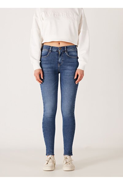 WRANGLER Yüksek Bel Süper Dar Paça Skinny Fit Mavi Kadın Denim Pantolon W27H0...