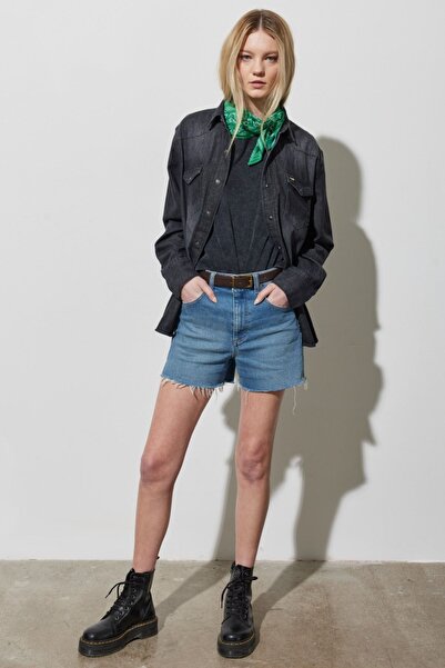 WRANGLER Regular Fit Normal Kesim Yüksek Bel Desenli Esnek Jean Kot Şort