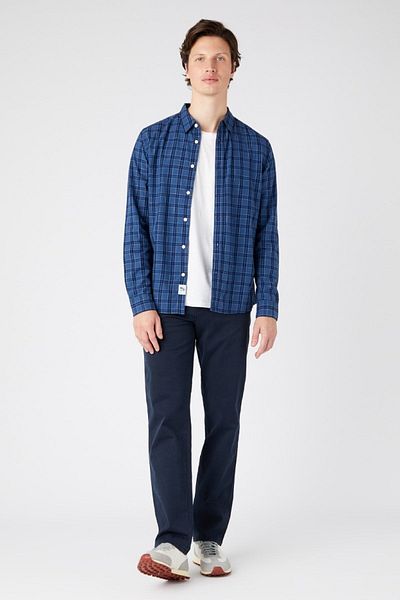 WRANGLER Gerade Passform, gerade geschnittene Texas-Marineblau-Stretchhose mit normaler Taille