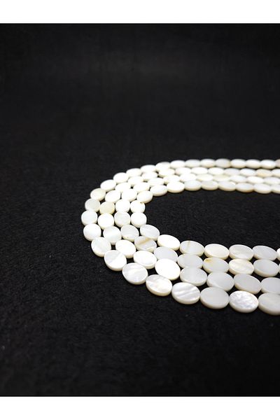 Yüksel Boncuk Natural Stone Oval Cut Mother of Pearl String
