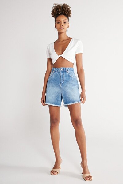 WRANGLER Donna Regular Fit Normal Kesim %100 Pamuk Açık Mavi Jean Kot Şort