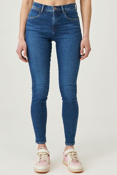 WRANGLER Skinny Fit Slim Fit Jeanshose mit hoher Taille