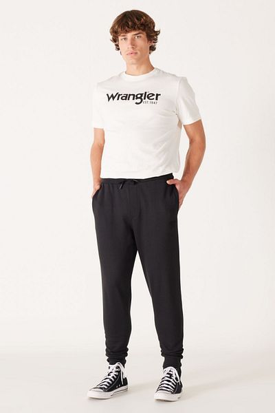 WRANGLER Regular Fit Regular Cut Normal Waist Skinny Leg Black Men's Sweatpants Jogger Sweatpants