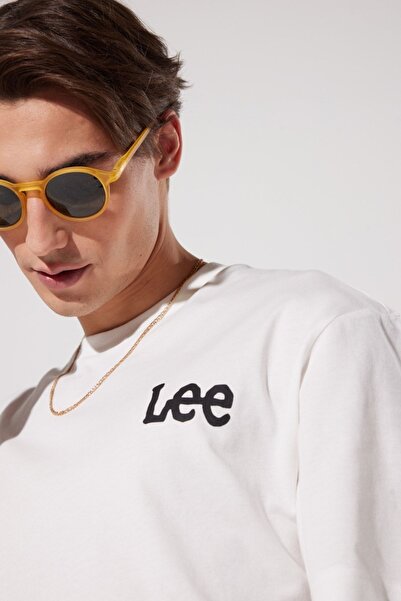Lee RelaxedFitCrew Neck 100% Cotton Off-white T-shirt -LooseFit