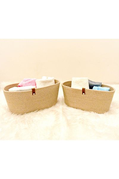 Antioch Art And Design Wicker Double Basket Organizer - Bathroom, Makeup, Socks and Towel Organizer