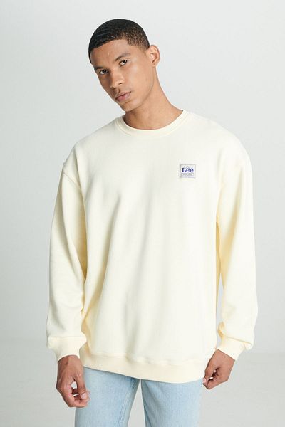 Lee Ecru Color - Relaxed Cut Crew Neck 100% Cotton Sweatshirt