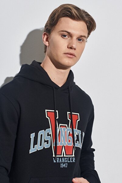 WRANGLER Regular Fit Normal Kesim %100 Pamuk Kapüşonlu Yaka Siyah Sweatshirt