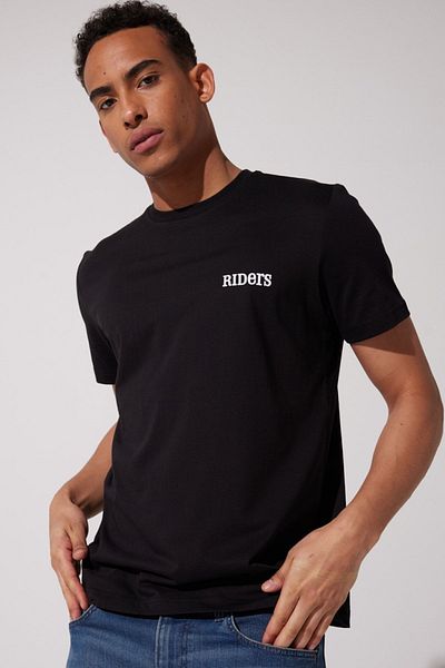 Riders by Lee Μαύρο T-shirt Regular Fit Crew Neck 100% βαμβακερό