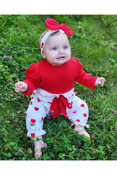 pony baby 'pony ile özel hisset' 3-piece Nope Watermelon Sleeve Girl's Set