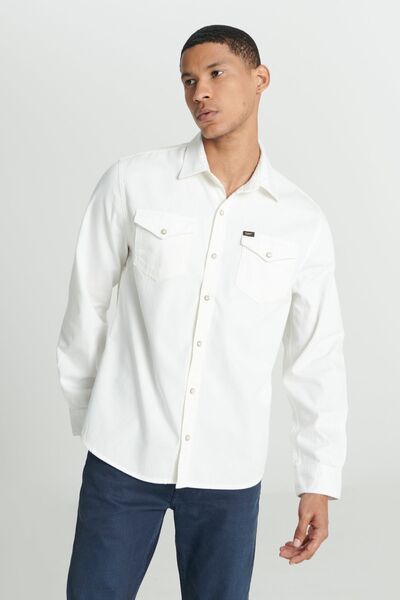 Lee Regular Fit Normal Kesim %100 Pamuk Kırık Beyaz Uzun Kollu Gömlek