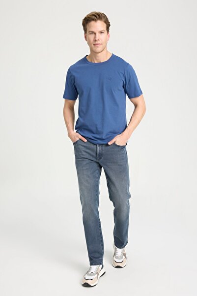 WRANGLER Navy Blue Regular Fit Crew Neck 100% Cotton T-Shirt