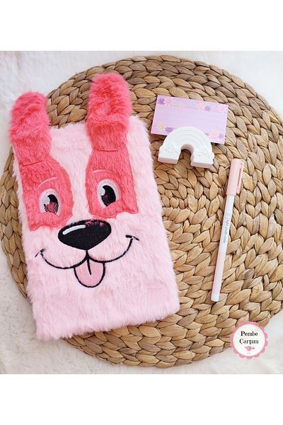 Pembe Çarşı Cute Animal Plush Notebook - Pen, Rainbow and Note Holder Cat Dog Teddy Bear Panda