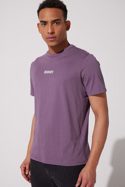 Riders by Lee Μωβ μπλουζάκι Loose Fit 100% Cotton Crew Neck