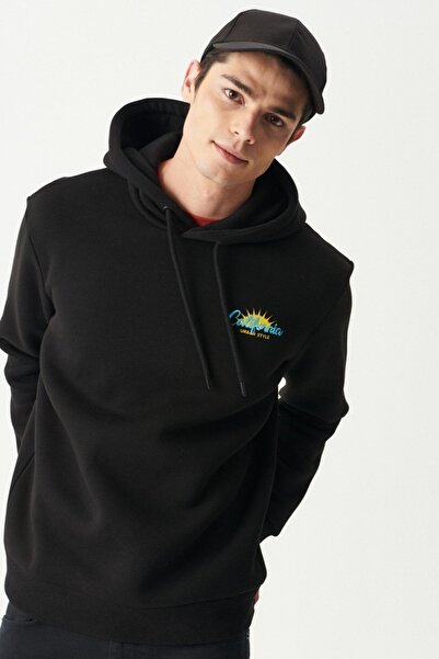 Riders by Lee Regular Fit Kapüşonlu Şardonlu Siyah Sweatshirt