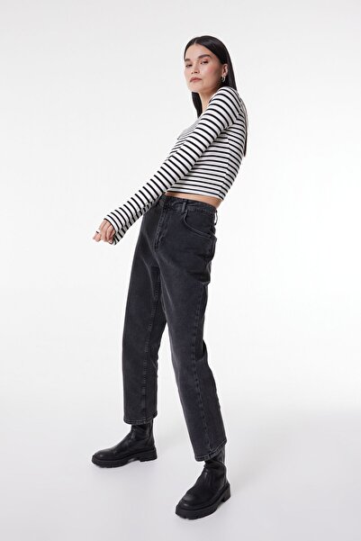 Lee Straight Fit Düz Kesim Normal Bel Rider Antrasit Kadın Pamuklu Esnek Jean Kot Pantolon