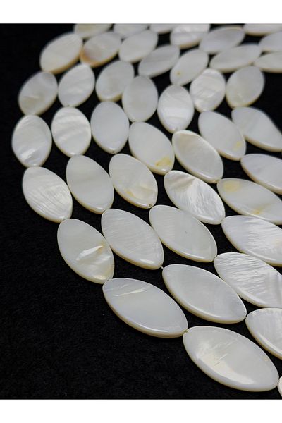 Yüksel Boncuk 30x15 Mm Shuttle Cut Natural Stone Mother of Pearl String