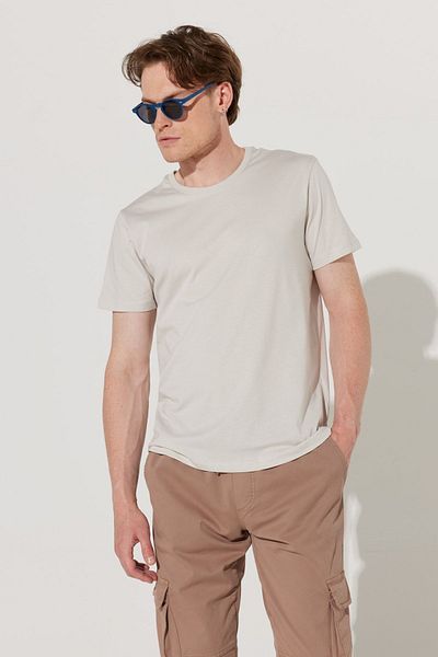 AC&Co / Altınyıldız Classics Ανδρικό μπλουζάκι GreySlimFit Crew Neck 100% CottonBasic