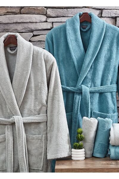 Dantela Σετ οικογενειακών μπουρνούζια από βαμβάκι 6 τεμαχίων Peren Green/Maldiv