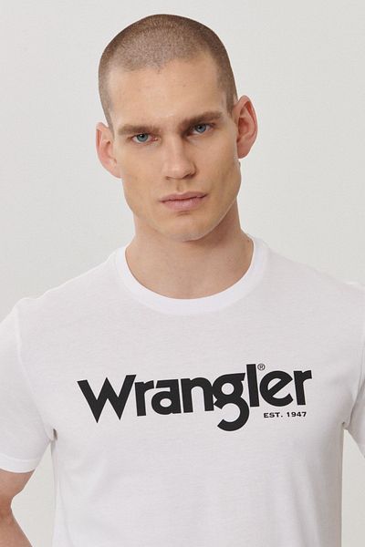 WRANGLER White Crew Neck 100% Cotton Men's T-shirt - Regular Fit