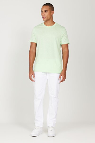 AC&Co / Altınyıldız Classics Ανδρικό T-Shirt ανοιχτό πράσινο Slim Fit - 100% βαμβάκι, λαιμόκοψη