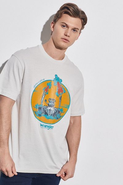 WRANGLER Gray Crew Neck 100% Cotton Relaxed Fit T-shirt