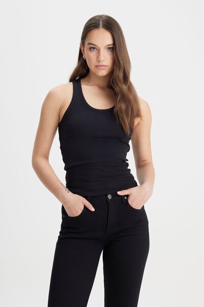 Lee Slim Fit Dar Kesim Siyah Tişört