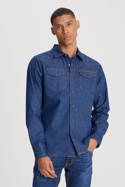 Lee Regular Fit Normal Kesim %100 Pamuk Lacivert Jean Kot Gömlek