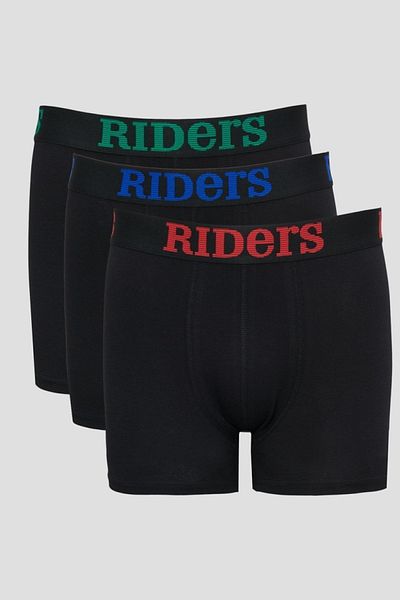 Riders by Lee Μαύρο Βαμβακερό Ευέλικτο Πακέτο Boxer Regular Fit 3 τεμαχίων