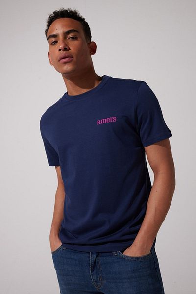 Riders by Lee Μπλουζάκι Navy Blue Regular Fit Crew Neck 100% βαμβακερό