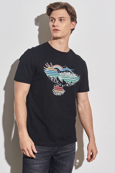 WRANGLER Black Regular Fit Crew Neck 100% Cotton T-Shirt
