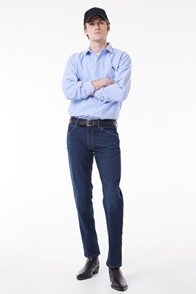WRANGLER Greensboro Straight Fit Düz Kesim Düşük Bel Koyu Mavi Esnek Jean Kot...