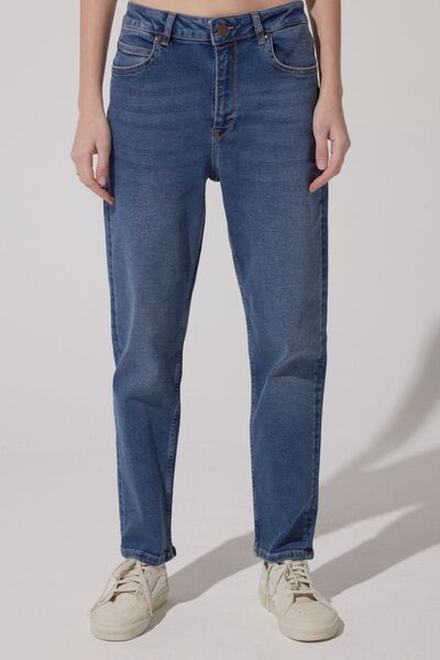 Lee Carol Straight Fit Düz Kesim Yüksek Bel Mavi Esnek Jean Kot Pantolon